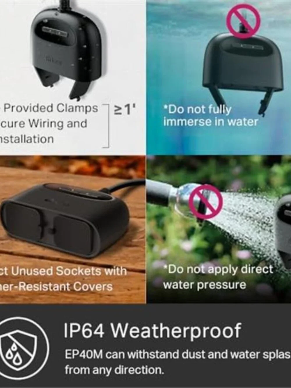 Smart Outdoor Plug, Dual Outlet, IP64 Weather Resistance, Works with Apple